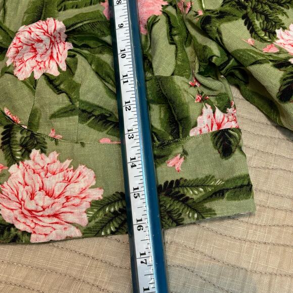 Agua Bendita Linen Blend Green Floral Crop Top Women’s XXL - Picture 5 of 7